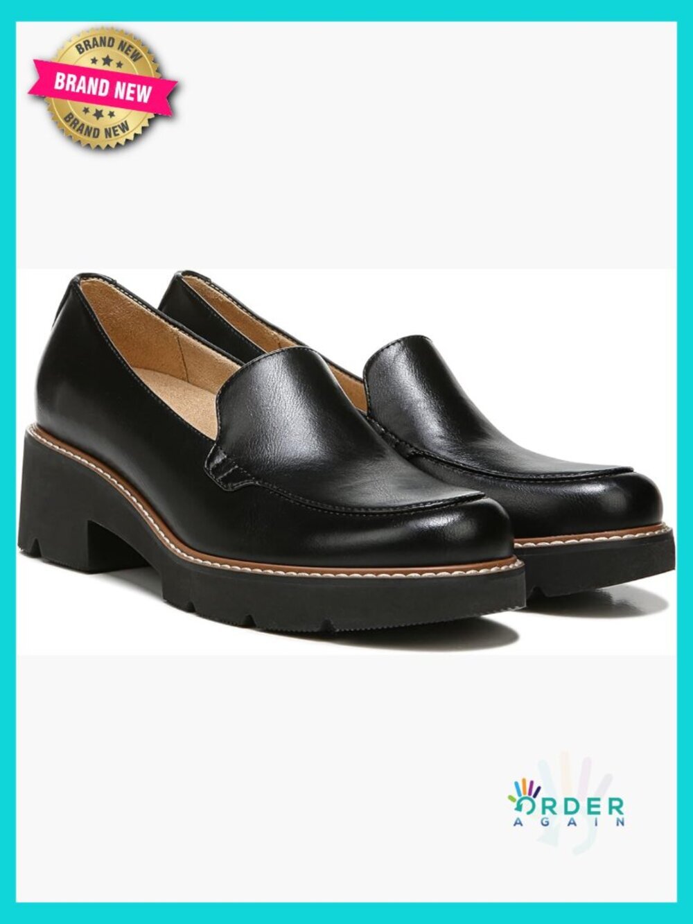 Women's Slip-On Loafers with Block Heel Lightweight Comfort Round Toe